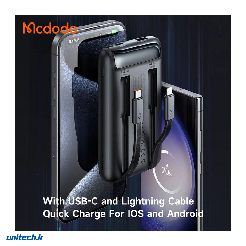 پاوربانک 33 وات مک دودو مدل mc0231 ظرفیت 10000 میلی امپر ساعت12